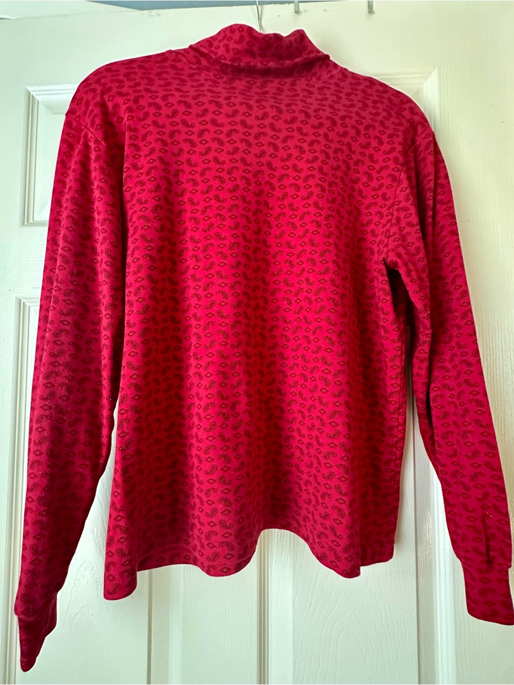 Karen Scott Red Turtleneck Patterned Top